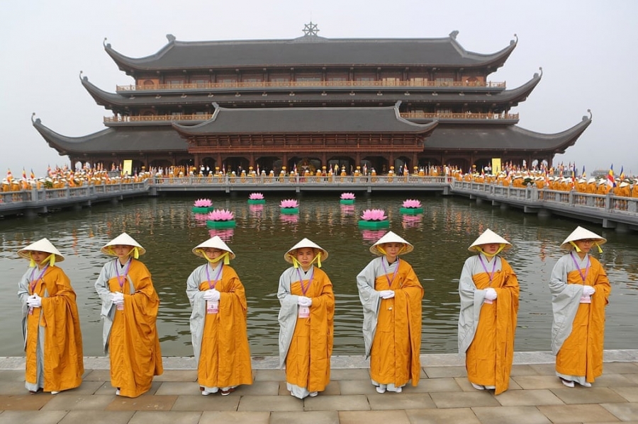 Đại lễ Phật đản Liên Hợp Quốc Vesak 2019 diễn ra diễn ra từ ngày 12 đến 14/ 5 tại chùa Tam Chúc, Hà Nam, Việt Nam với hơn 1.600 đại biểu đến từ hơn 110 quốc gia tham dự. Ảnh: EPA