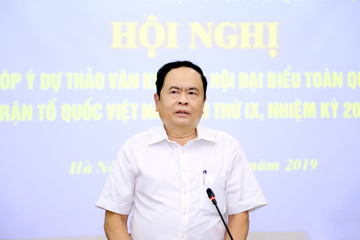 Chủ tịch UBTƯ MTTQ Việt Nam Trần Thanh Mẫn phát biểu tại Hội nghị.