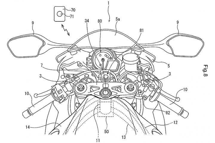 Bản vẽ mô tả hệ thống khóa thông minh trên Honda CBR250RR