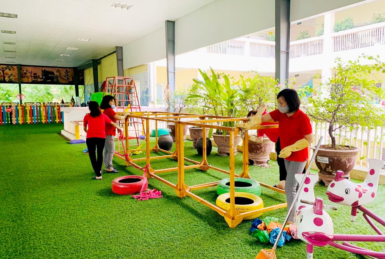 Các trường mầm non sẵn sàng các điều kiện an toàn để đón trẻ đi học trở lại
