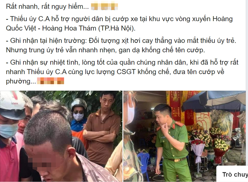Nội dung và hình ảnh công an phối hợp với dân truy bắt đối tượng trộm cắp xe máy trên đường Hoàng Quốc Việt, Hà Nội