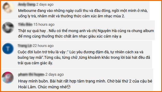 Người hâm mộ dành nhiều lời khen sự kết hợp của nhạc sĩ Nguyễn Minh Cường và Nguyên Hà