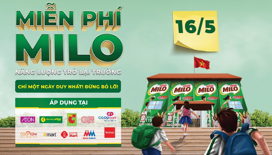 Hơn 2 triệu hộp Milo miễn phí tiếp năng lượng cho trẻ trở lại trường