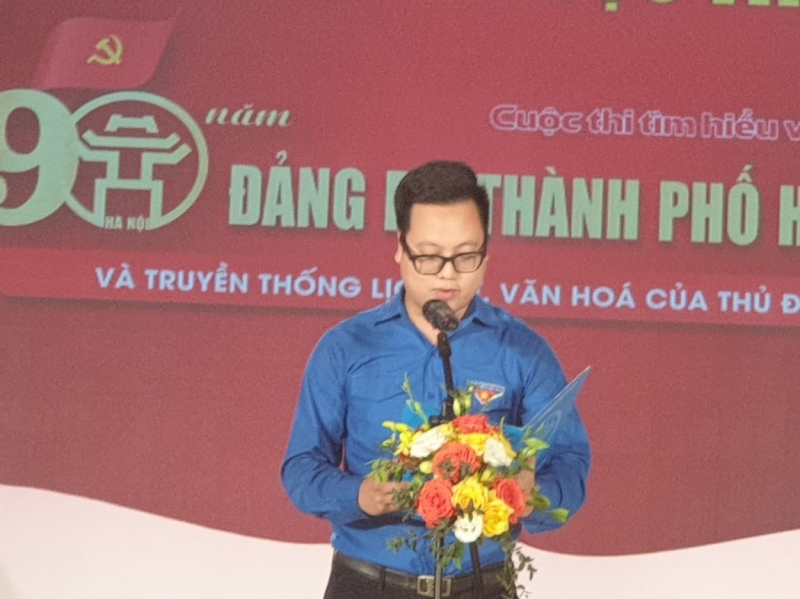 Đồng chí Trần Quang Hưng, Phó Bí thư Thành đoàn Hà Nội phát biểu tại chương trình