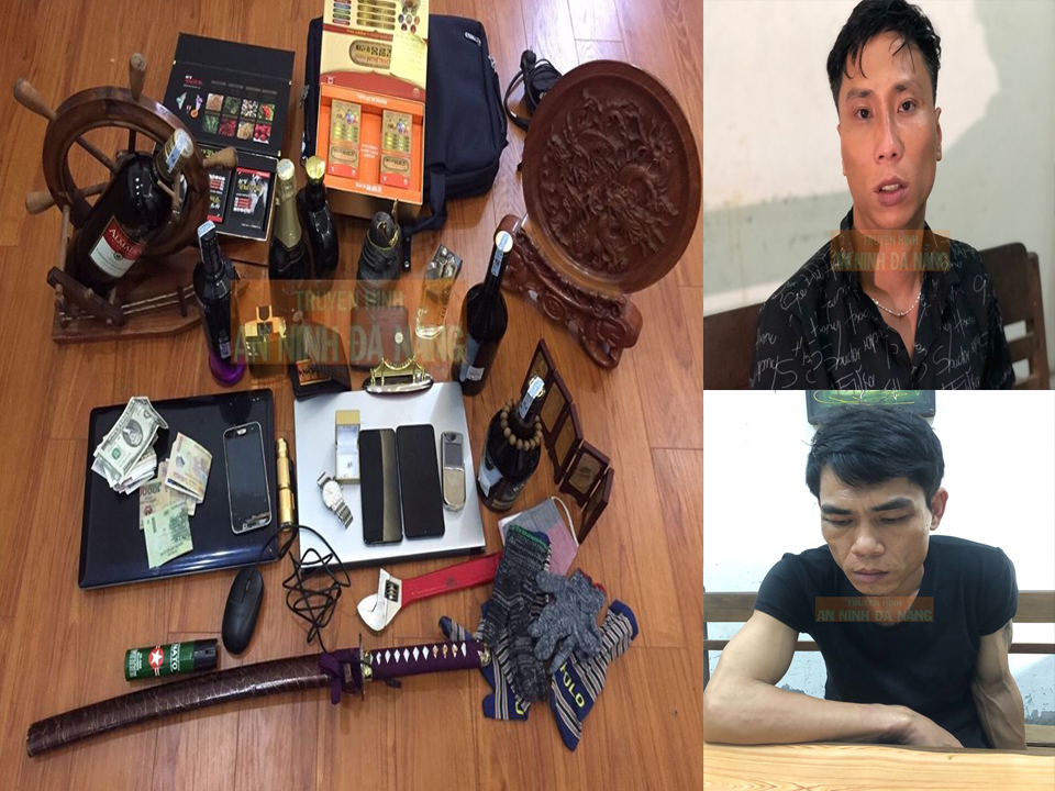 Hai tên trộm cùng tang vật bị lực lượng chức năng TP Đà Nẵng bắt giữ
