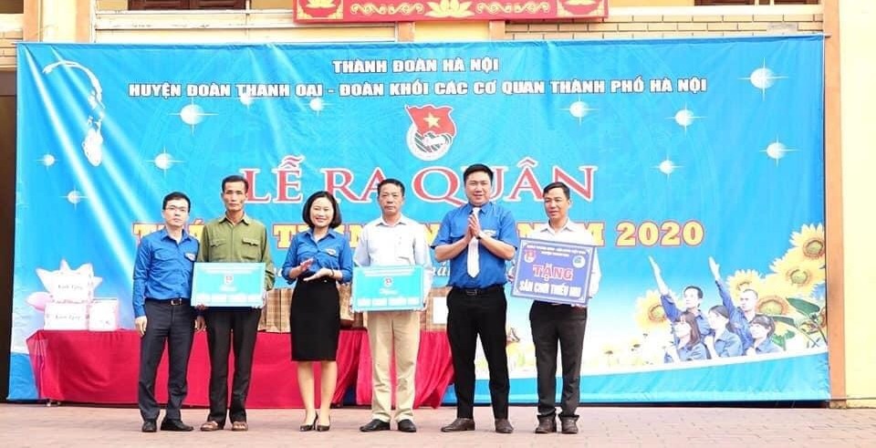 Lễ khởi động Tháng Thanh niên 2020 của tuổi trẻ Khối các cơ quan thành phố Hà Nội diễn ra tại trường THCS xã Bích Hòa, huyện Thanh Oai, Hà Nội