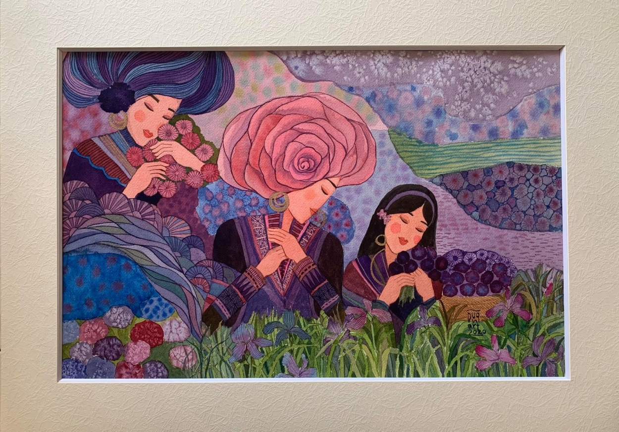 Mơ, Họa sỹ: Hà Hùng Dũng, màu nước trên giấy, 38 x 56, 2020