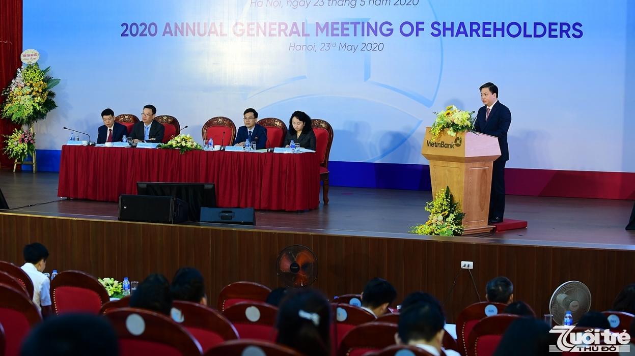 Ông Lê Đức Thọ, Chủ tịch HĐQT VietinBank phát biểu tại Đại hội