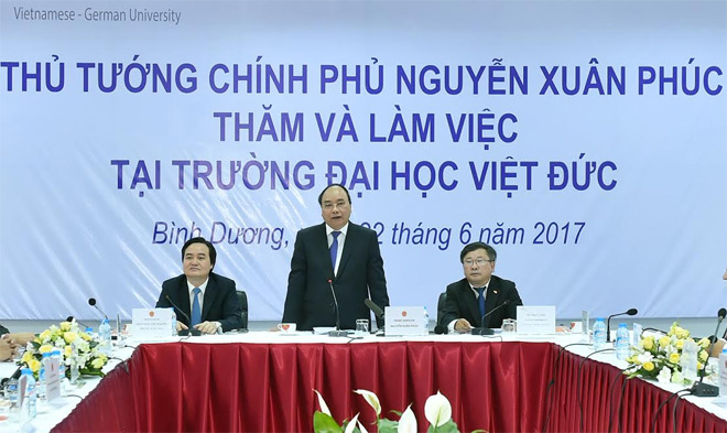 Thủ tướng Nguyễn Xuân Phúc làm việc với trường Đại học Việt - Đức