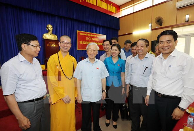 Tổng Bí thư Nguyễn Phú Trọng tiếp xúc cử tri quận Hai Bà Trưng, Đống Đa
