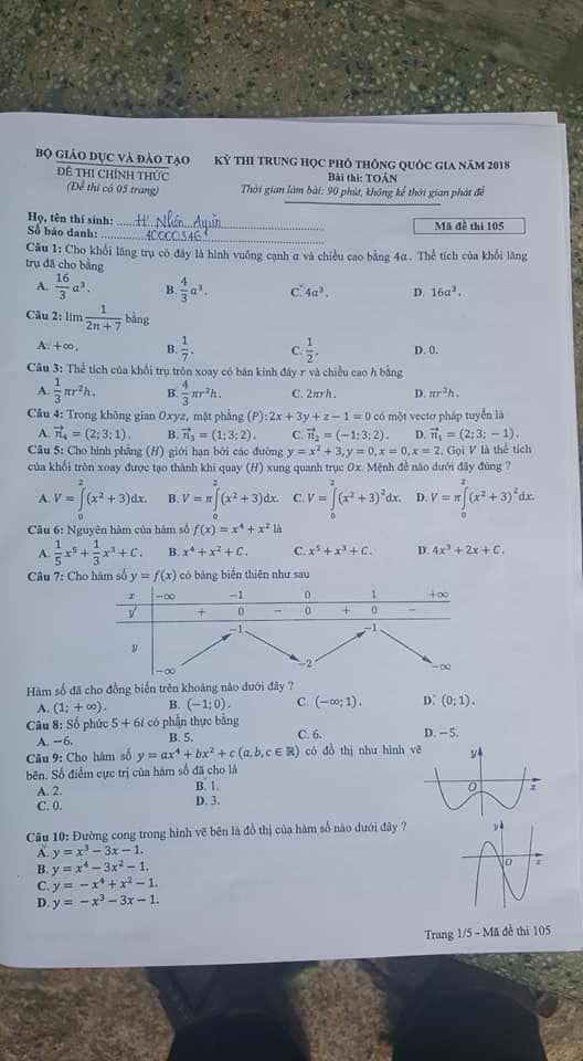 Thí sinh cả nước kết thúc bài thi môn Toán THPT Quốc gia 2018