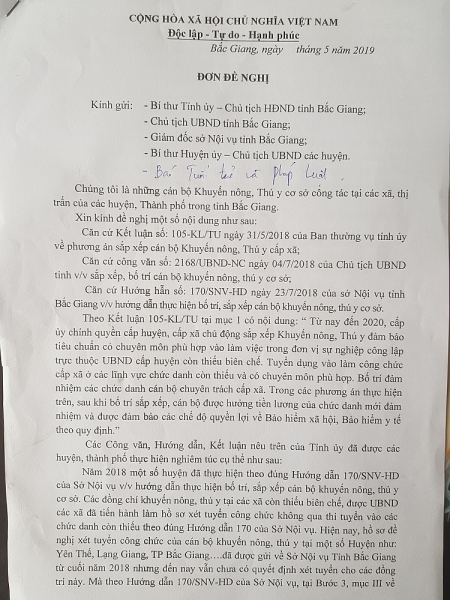 Không hiểu vì điều gì mà hồ sơ tuyển dụng sang công chức của cán bộ thú ý 3 huyện Yên Thế, Lạng Giang và TP Bắc Giang đến nay lại bị Sở Nội Vụ Bắc Giang