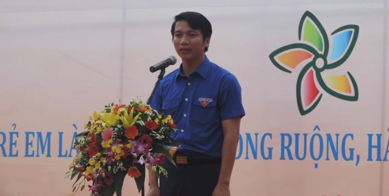 Anh Nguyễn Ngọc Lương, Bí thư Trung ương Đoàn, Chủ tịch Hội đồng Đội Trung ương phát biểu tại chương trình