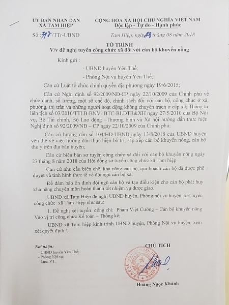 Hồ sơ được thẩm định tuyển dụng sang công chức được thực hiện từ cấp xã tới cấp huyện