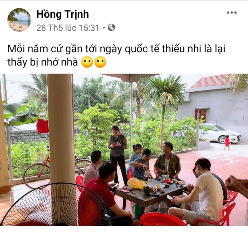 Bạn trẻ Hồng Trịnh đã chia sẻ trạng thái nhớ nhà dịp Tết Thiếu nhi