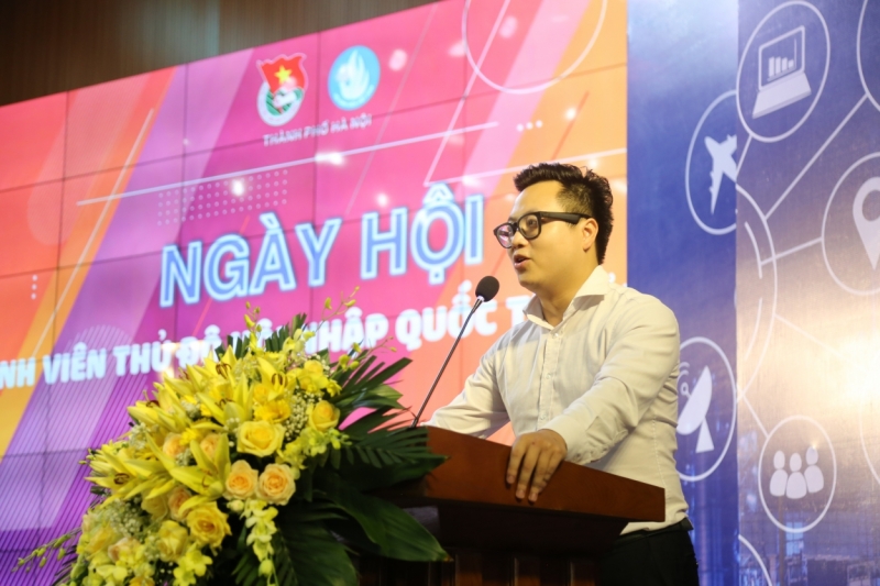 Đồng chí Trần Quang Hưng, Phó Bí thư Thành đoàn Hà Nội phát biểu tại ngày hội