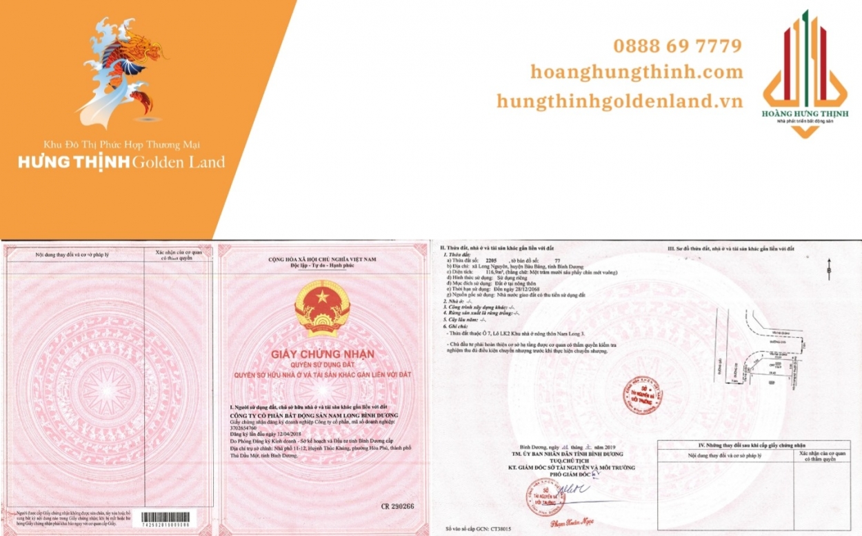 Ngoài vị trí thuận lợi, hạ tầng hiện đại, Hưng Thịnh Golden Land còn sáng về pháp lý