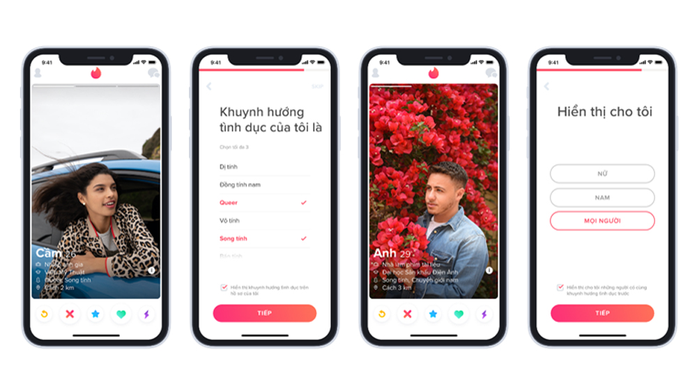 Tinder đa dạng hóa các tính năng về giới tính và khuynh hướng tính dục tại Việt Nam