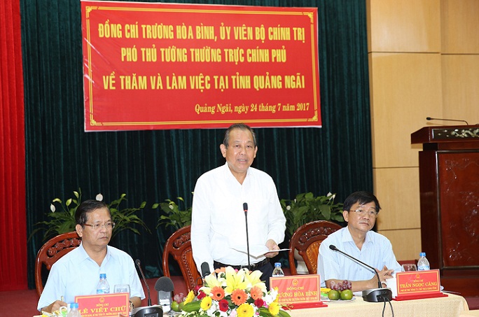 Phó Thủ tướng Trương Hòa Bình đề nghị Quảng Ngãi đẩy mạnh đầu tư cho các huyện miền núi