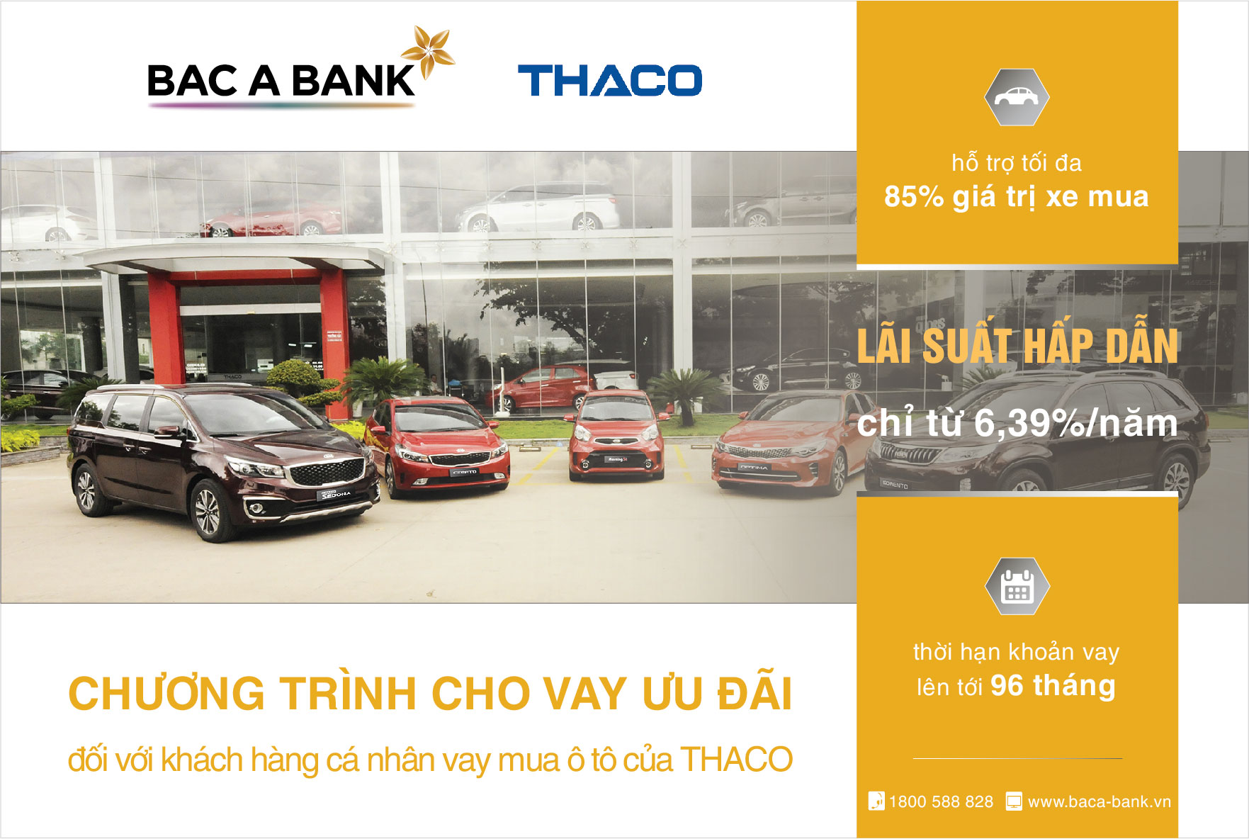 BAC A BANK dành ưu đãi lớn cho khách hàng vay mua xe của THACO