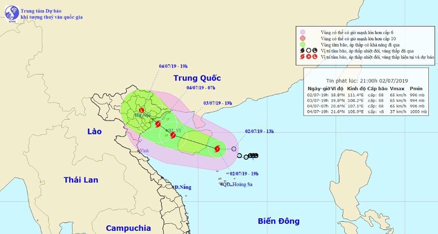 Cơn bão số 2 MUN sẽ đổ bộ vào Quảng Ninh sáng 4/7