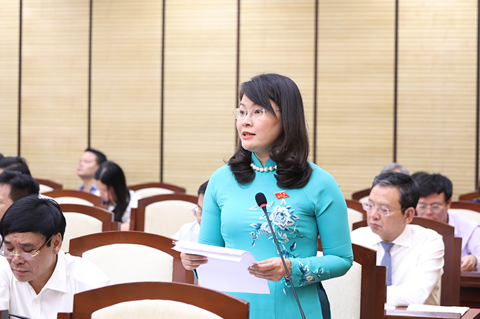 Đại biểu Phạm Thị Thanh Hương nêu câu hỏi chất vấn