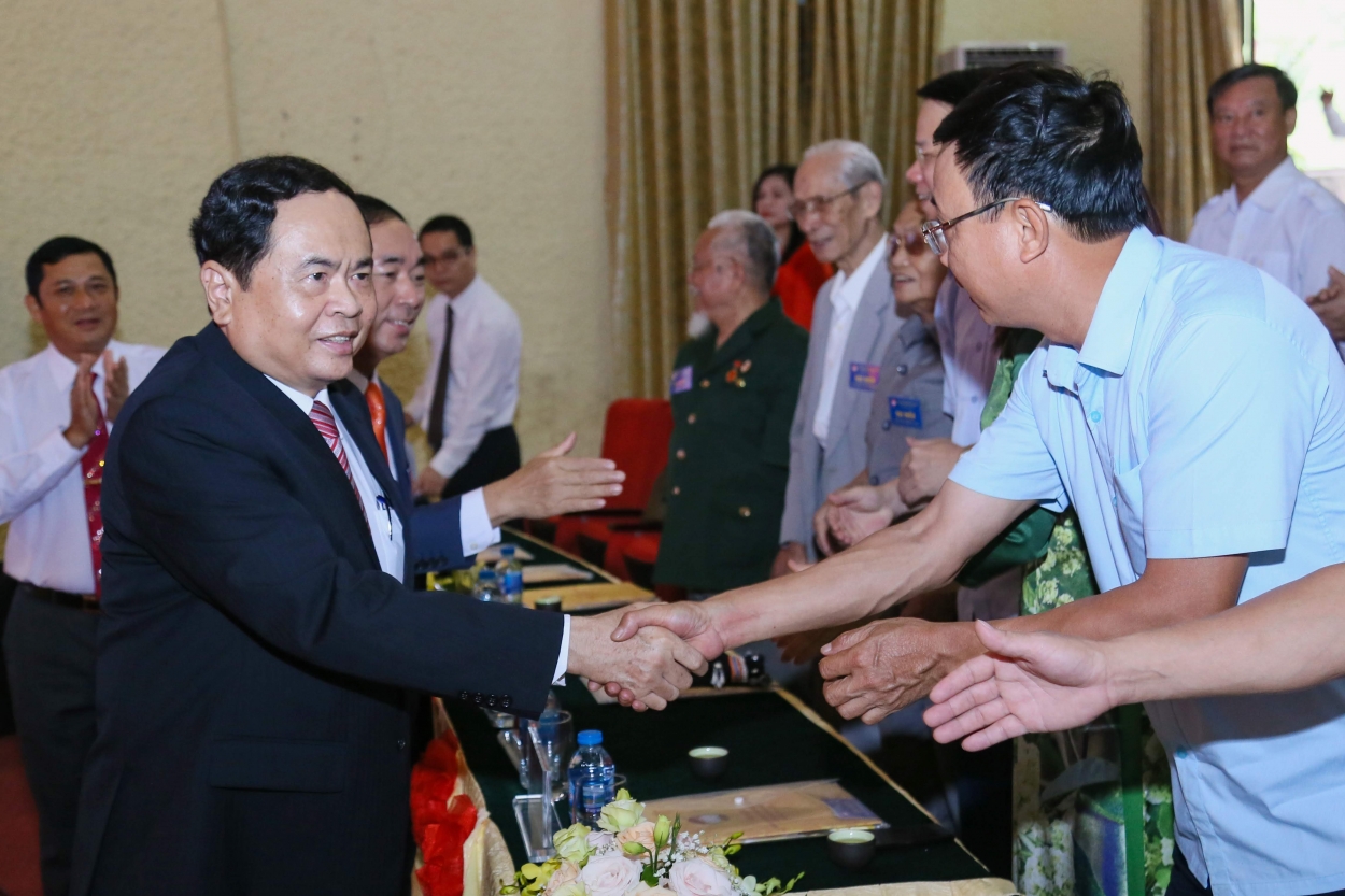 Chủ tịch UBTƯ MTTQ Việt Nam Trần Thanh Mẫn tới dự Đại hội đại biểu MTTQ Việt Nam tỉnh Thái Nguyên lần thứ XV, nhiệm kỳ 2019-2024.