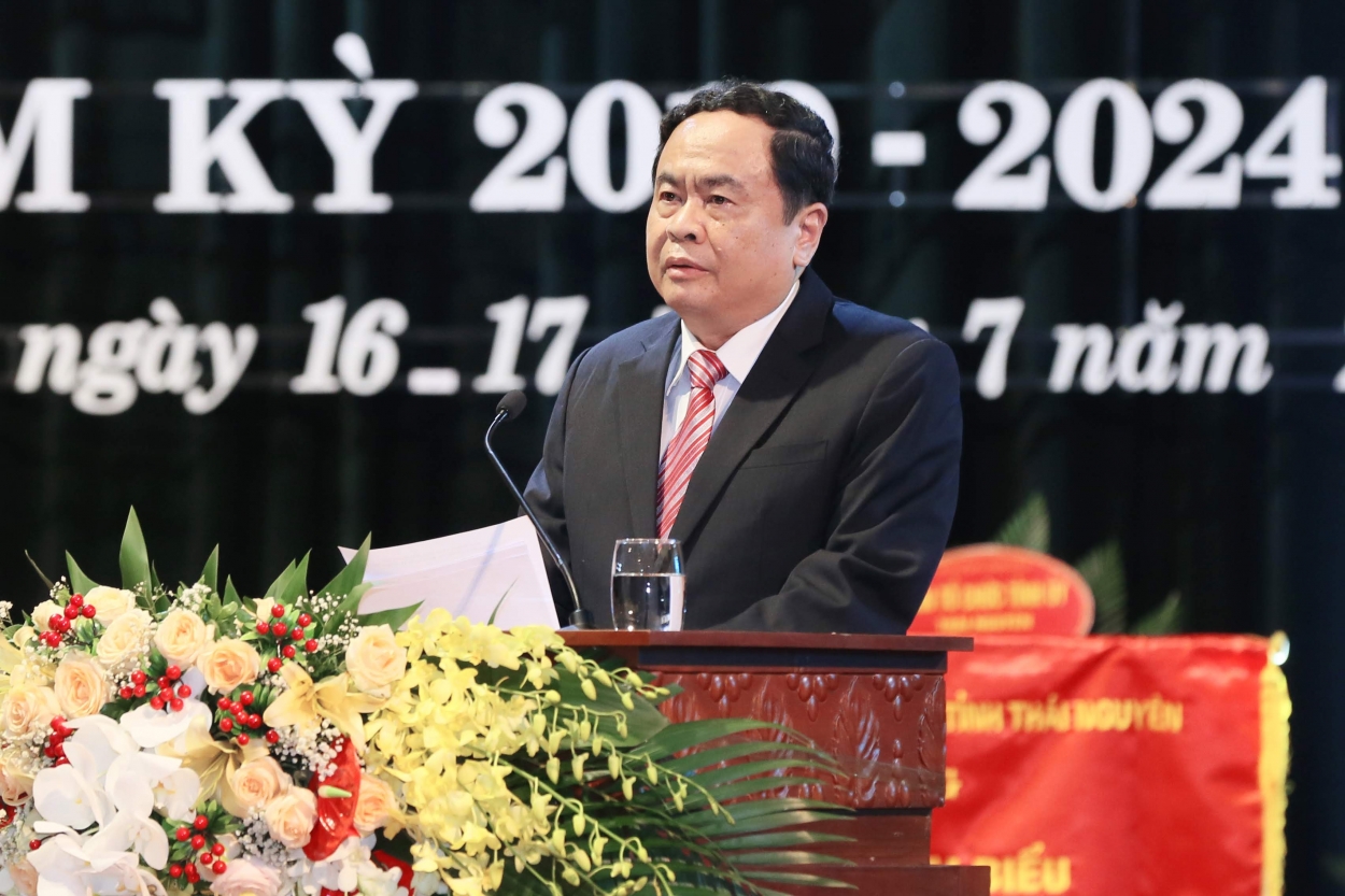 Bí thư Trung ương Đảng, Chủ tịch UBTƯ MTTQ Việt Nam Trần Thanh Mẫn phát biểu tại Đại hội