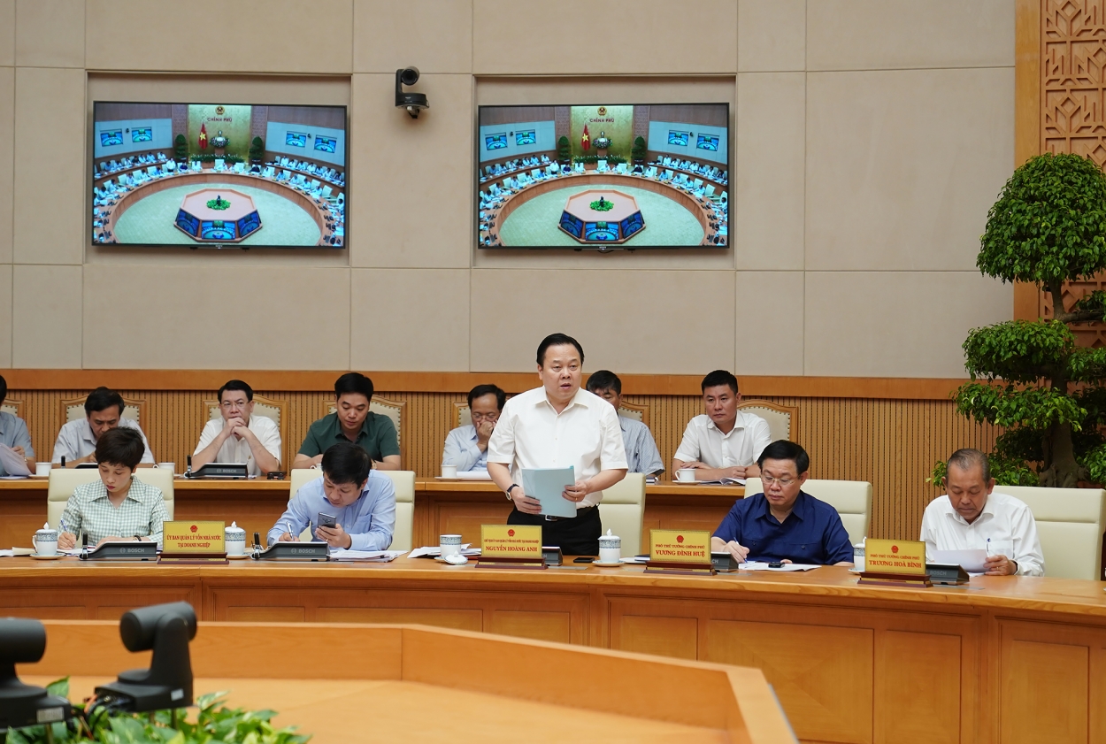 Chủ tịch Ủy ban Quản lý vốn Nhà nước tại doanh nghiệp Nguyễn Hoàng Anh phát biểu tại phiên họp