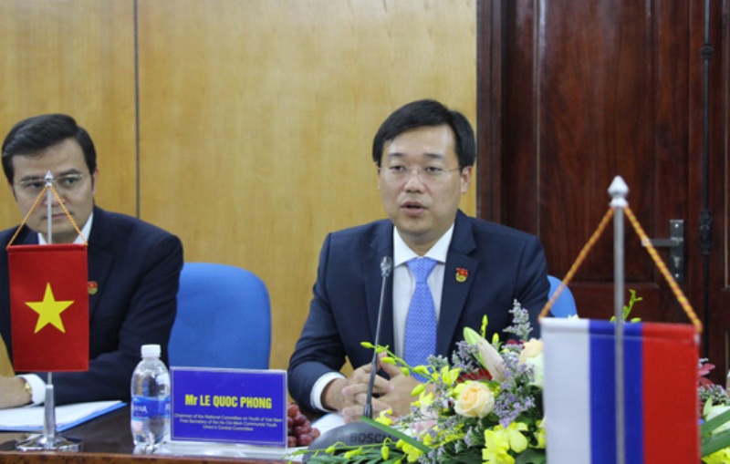 Bí thư thứ nhất Trung ương Đoàn, Chủ nhiệm Ủy ban quốc gia về thanh niên Việt Nam Lê Quốc Phong tại hội đàm