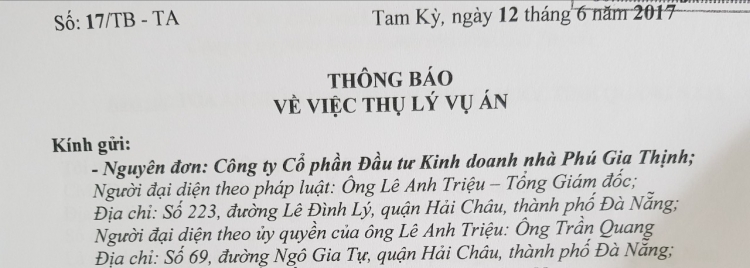 Từ nguyên đơn, Phú Gia Thịnh bị phản tố trở thành bị đơn