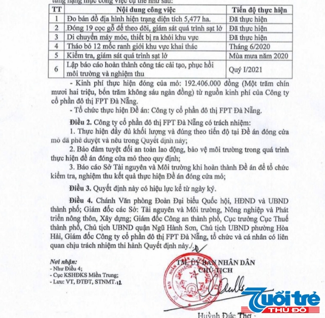 Quyết định số 2114/QĐ-UBND của UBND TP Đà Nẵng về việc phê duyệt đề án đóng cửa mỏ khoáng sản cát sông Cổ Cò (Ảnh: V.Q)