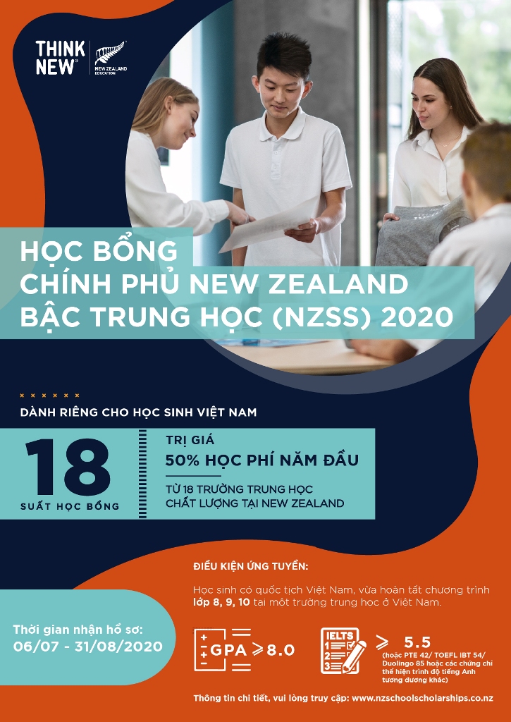 22 học sinh Việt Nam xuất sắc nhận học bổng Chính phủ New Zealand bậc Trung học