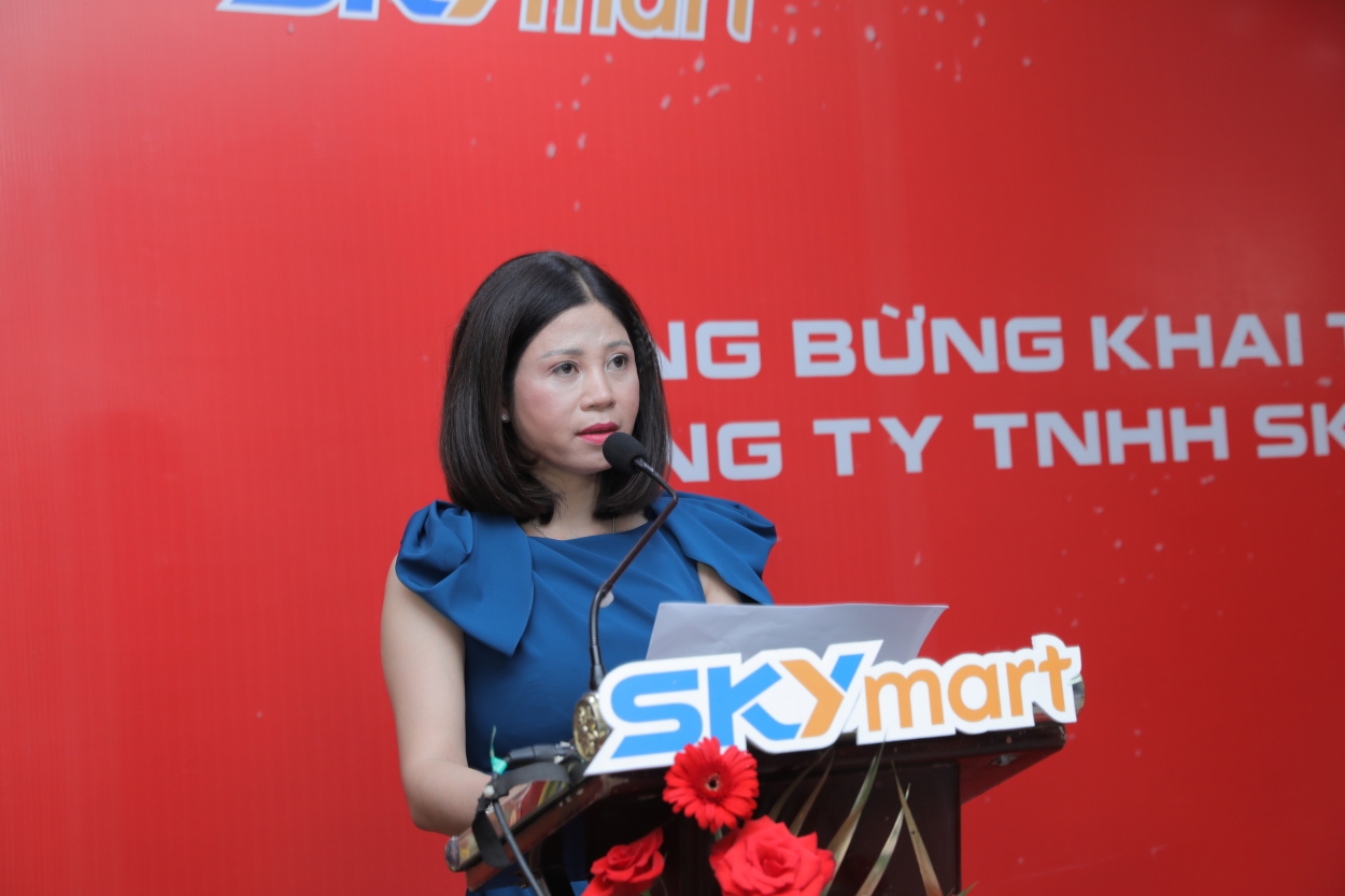 Bà Nguyễn Thị Thanh Mai, Giám đốc Skymart phát biểu tại buổi Lễ khai trương