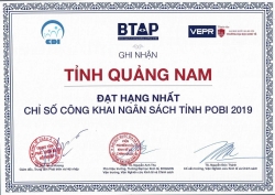 Quảng Nam đứng đầu chỉ số công khai ngân sách tỉnh POBI 2019