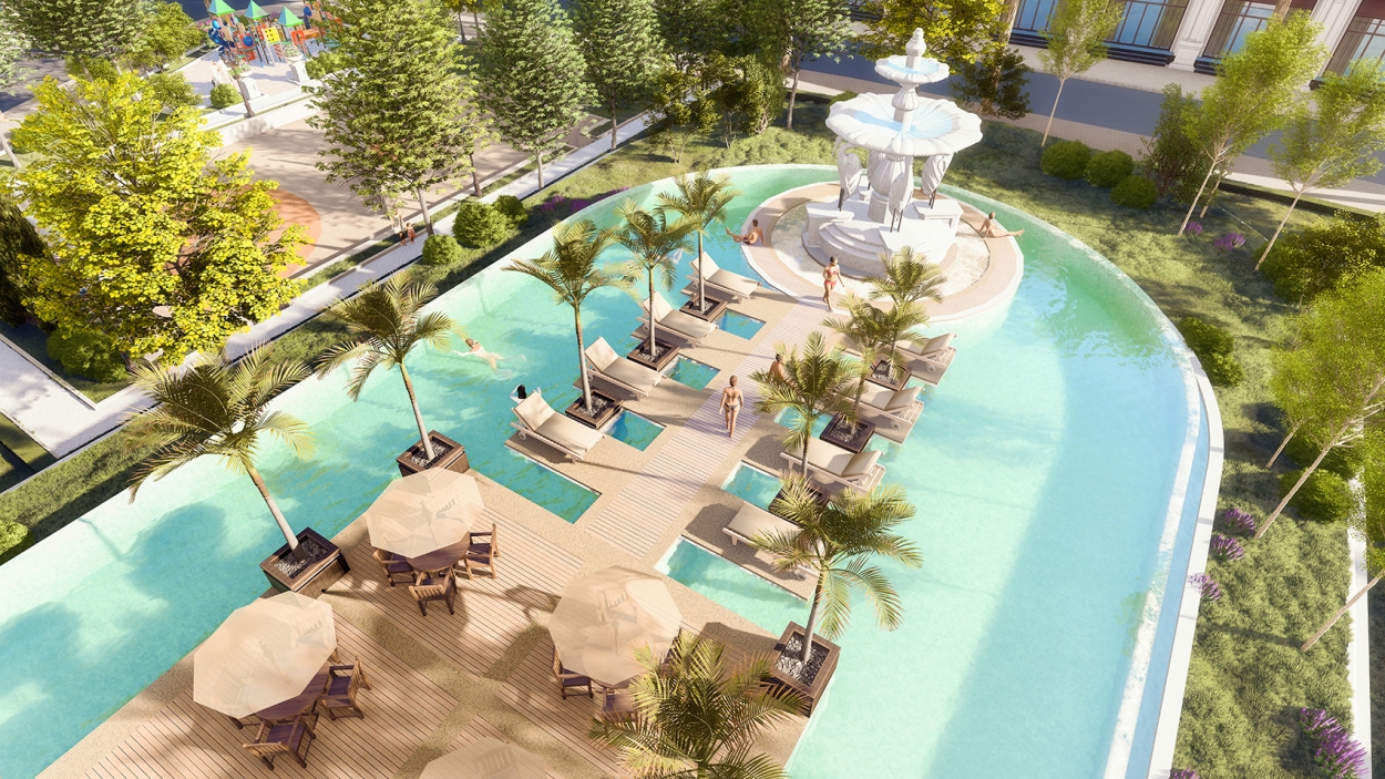 Bể bơi phong cách resort tại KĐT Danko City sẽ mang đến những trải nghiệm khác biệt
