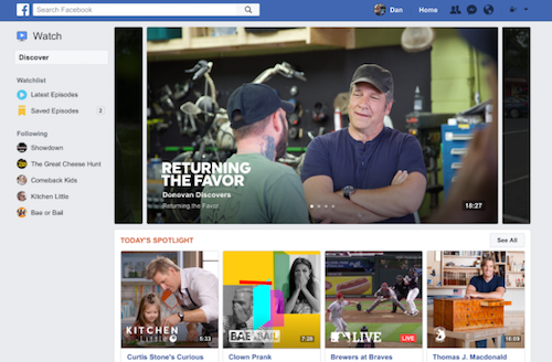 Facebook ra mắt dịch vụ Watch, cạnh tranh với YouTube