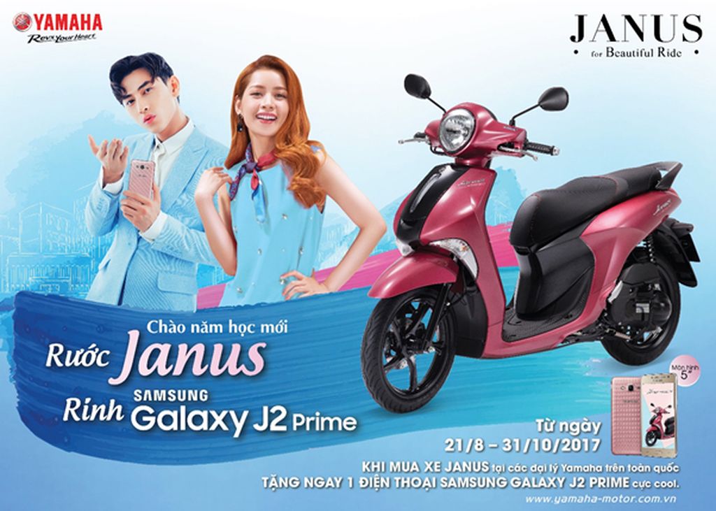 Yamaha Việt Nam tặng Samsung Galaxy J2 Prime khi khách hàng mua xe Janus