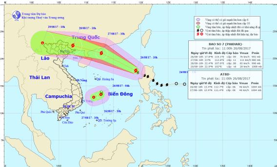 Công điện yêu cầu khẩn trương ứng phó bão số 7 và áp thấp nhiệt đới trên biển Đông