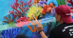 12 bức bích họa 3D truyền cảm hứng bảo tồn đảo Lý Sơn