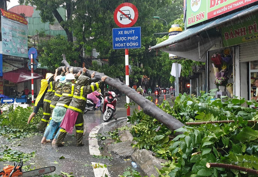 Bão số 3 khiến nhiều cây xanh ở Hà Nội bị đổ, xuất hiện lũ ống cuốn 17 người ở Thanh Hóa
