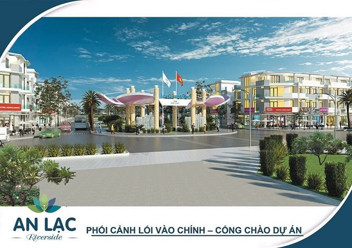 Phối cảnh vào cổng chính của dự án khu dân cư An Lạc Riverside