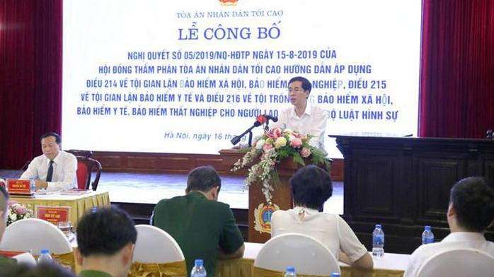 Ông Đào Việt Ánh, Phó Tổng giám đốc BHXH Việt Nam phát biểu tại lễ công bố