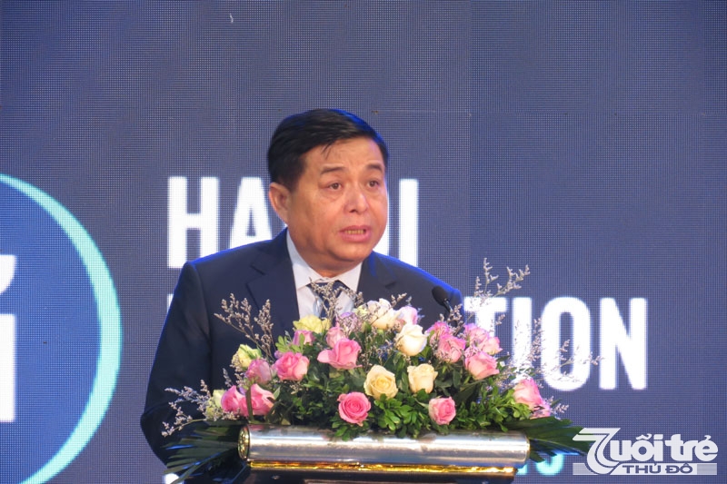 Bộ trưởng Bộ Kế hoạch và Đầu tư Nguyễn Chí Dũng phát biểu tại phiên khai mạc Diễn đàn khởi nghiệp sáng tạo Hà Nội 2019