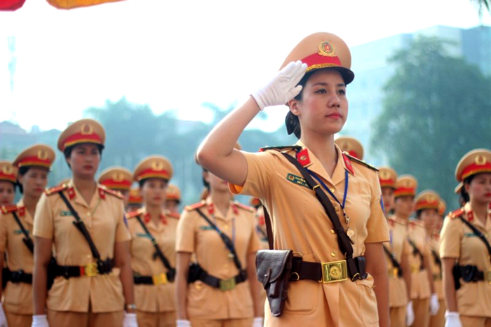 Cảnh sát giao thông Hà Nội sôi nổi dự thi điều lệnh Võ Thuật