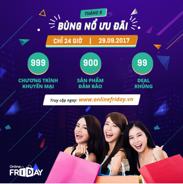 Bùng nổ khuyến mãi trong 24 Giờ vàng Online Friday