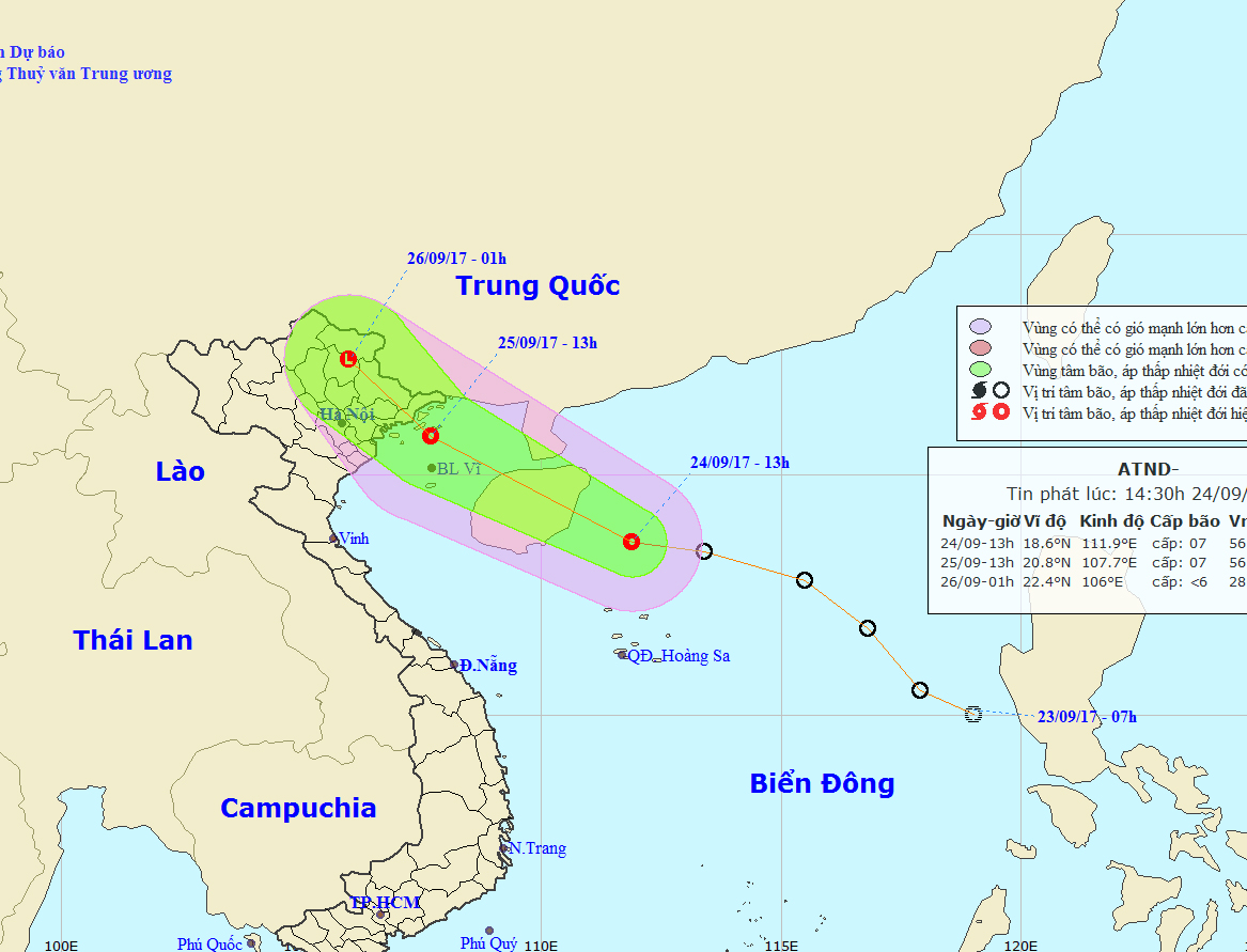 Cập nhật mới nhất về áp thấp nhiệt đới trên Biển Đông