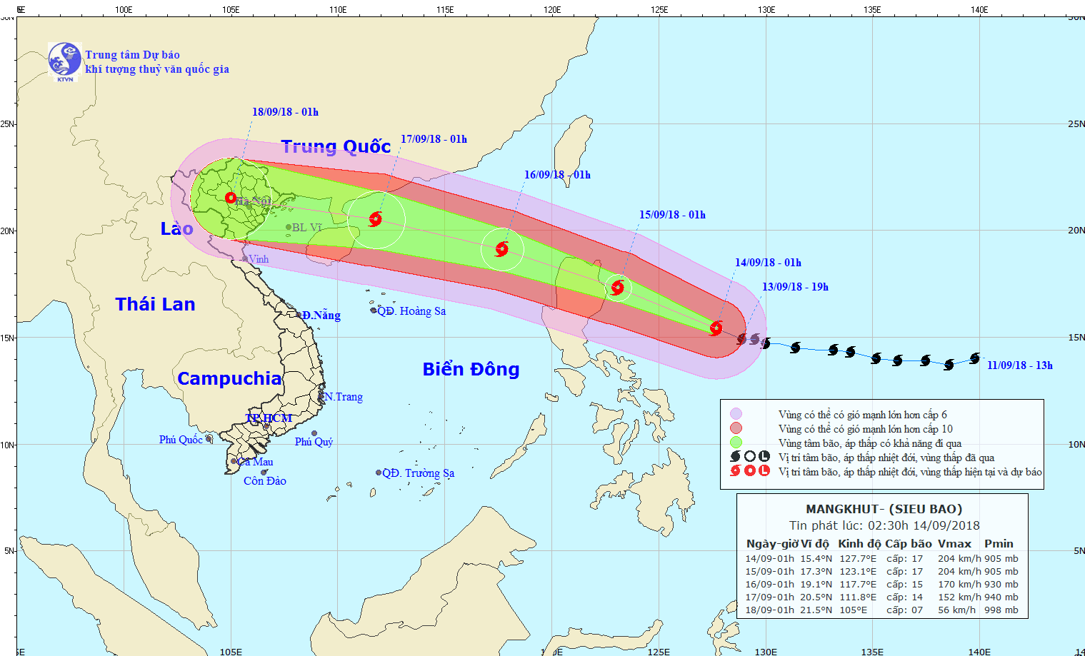 Siêu bão Mangkhut tiến thẳng vào các tỉnh ven biển Bắc bộ