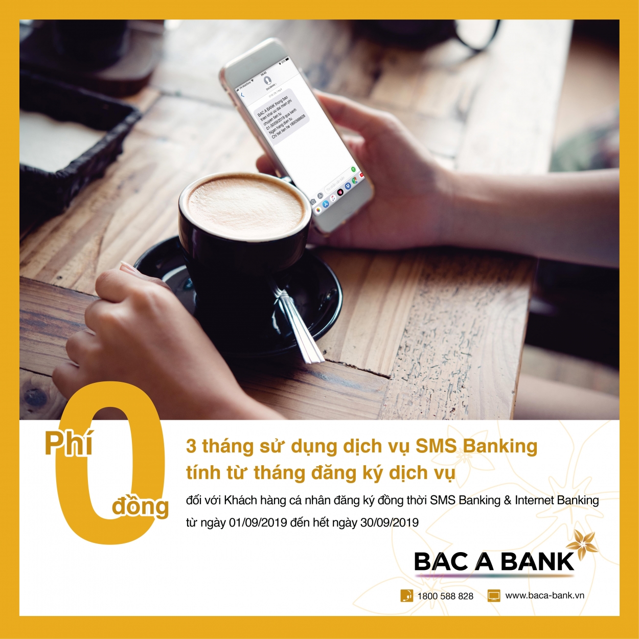 BAC A BANK miễn phí SMS banking cho khách hàng cá nhân đăng ký mới