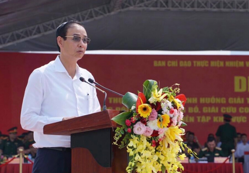 Phó Bí thư Thành ủy Đào Đức Toàn phát biểu tại buổi diễn tập